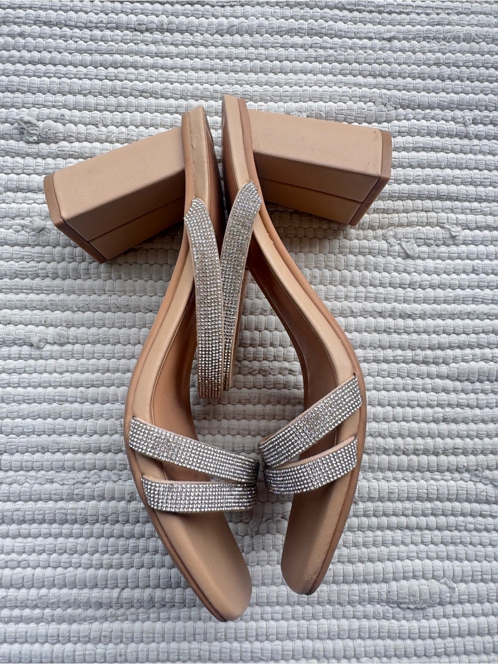 A New Day Rhinestone Double Strap Block Heel Sandals Size 9 - Picture 6 of 8